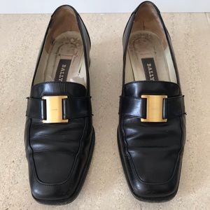 Black Bally heeled loafer